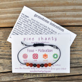 Focus + Motivation | Red Jasper + Garnet + Carnelian | Heart Chakra + Sacral Chakra + Root Chakra + Earth Star Chakra