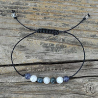 Psychic Protection Healing Bracelet | Moonstone + Kyanite + Iolite | Third Eye + Throat Chakra Energy Balancing |