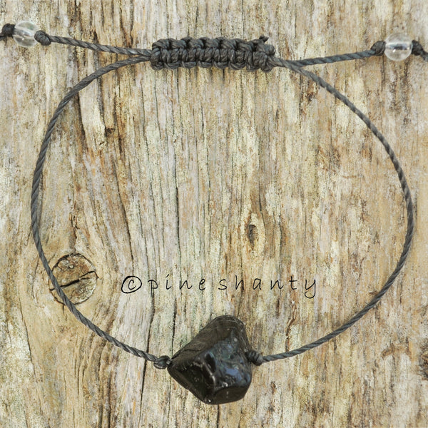 Negativity + Protection | Raw Black Tourmaline | Root Chakra + Earth Star Chakra | Crystal Nugget | Psychic Attack Bracelet |