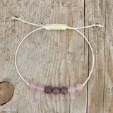 Emotional Healing and Stress Relief String Bracelet | Lepidolite + Rose Quartz | Heart Chakra Balancing