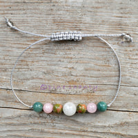 Baby Wishes Fertility Healing Bracelet | Moonstone + Unakite + Rose Quartz + Moss Agate | Calming + Balancing | Heart Chakra |